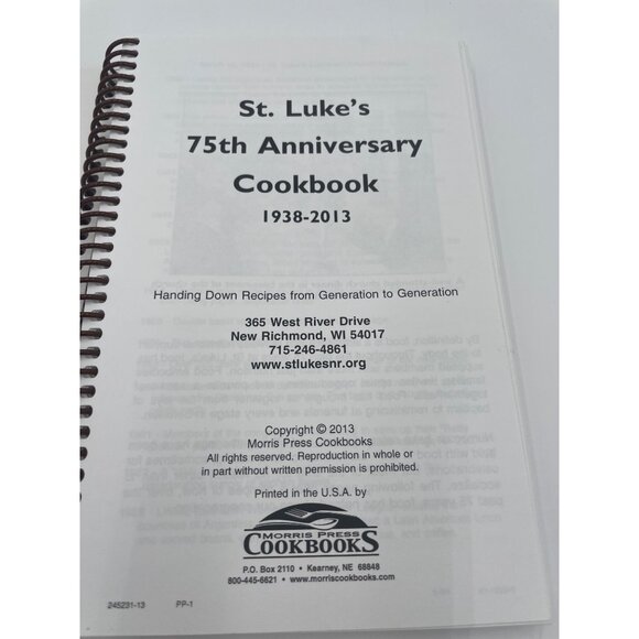 St. Lukes 75th Anniversary Cookbook 1938-2013 Spiral-Bound - Picture 2 of 3